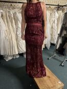 *Mascara of London Burgundy Sequin Full Length Dress Size: 14 RRP: £299