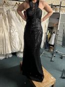 *Venus Prom Black Sequin Full Length Dress Size: 8 RRP: £299