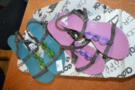 *A Pair of Green, and a Pair of Pink Lady’s Sandals Size: 5