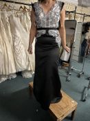 *Venus Prom Ivory & Black Full Length Dress Size: 8 RRP: £400
