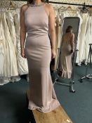 *Mascara of London Pink Full Length Ball Gown with Bead & Sequin Neckline Size: 12 RRP: £349