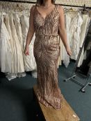 *Mascara of London Rose Gold Full Length Prom Dress Size: 16