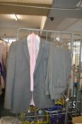 *Gent’s Single Breasted Wool Suit with Trousers, Shirt, & Pink Tie Size: unknown