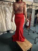 *Capture Red Full Length Dress with Beaded & Sequin Top Size: 6 RRP: £399