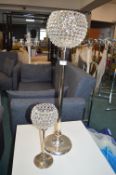 *Simulated Crystal Candle Holder on Chrome Pedestal