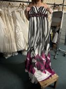 *Capture by Hermione Black, White, and Pink Prom Dress with Beaded Waistband Size: 6 RRP: £299