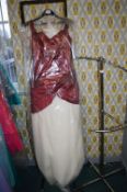 *Pure Bridal Two Piece Wedding Dress White Skirt with Burgundy Top Size: 14 RRP: £620