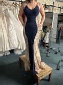 *Venus Prom Navy & Flesh Sequin Dress Size: 8 RRP: £400