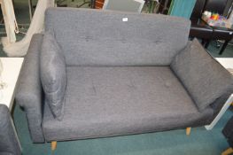 *Grey Two Seat Sofa on Turned Beech Legs with Two Scatter Cushions