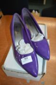 *Pair of Viva La Diva Lady’s Patent Purple Shoes Size: 5