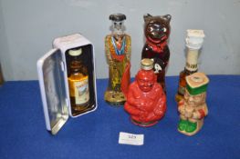 Five Novelty Whisky Miniatures and a Famous Grouse Miniature