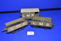 Three Hornby Wagons Including 1930’s Tinplate Brake Van