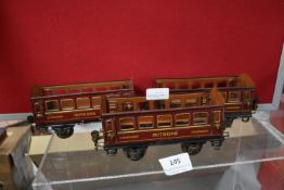 Three O Gauge Marklin German Sleeping Cars (no rooves)