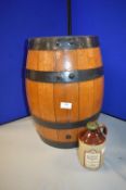 Ye Spirit of Dunkirk Olde Scotch Whisky Flagon, and a Decorative Whisky Barrel