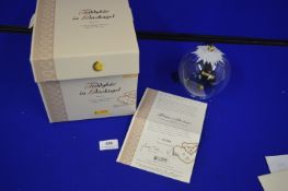 Steiff 8cm Blue Teddy Bear in Glass Ball Certificate No. 569