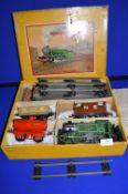 Hornby O Gauge Clockwork Train Set with Track and Three Carriages