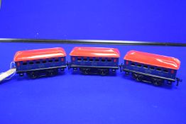 Three Hornby O Gauge N Series First Class Saloon Cars with Boxes