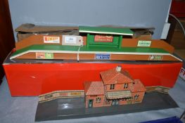 German Tinplate O Gauge Railway Platform, and a Wooden One