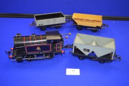 Hornby Clockwork Type 40 Loco and Three Open Wagons