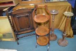 Three Tier Cake Stand, Two Ashtrays, and a Fire Sc