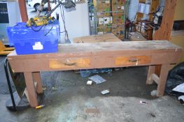 Wooden Bench with Two Drawer 240cm long