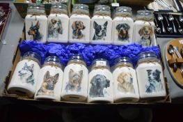 Twelve Dog Treat Jars
