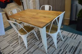 Steel Framed Wooden Topped Table with matching Cha