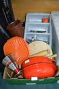 Vintage Kitchenware Including Enamel and Wooden It