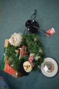 Musical Christmas Wreath, Tree Stand, and a Hornse
