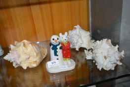 Three Seashells, and a Wade Rupert Bear & Snowman