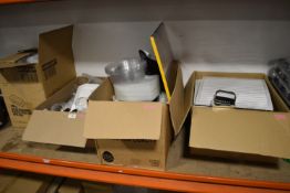 Four Boxes of Assorted Containers, Cups, etc.