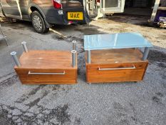 Two Coffee Tables With Drawer & Glass Top (One AF)