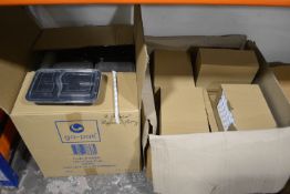 Box of Plastic Containers, and Paper Straws