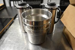 Two Insulated Jugs and Three Bain Marie Containers