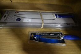 Three Silverstone Ceramic Coated Knives, and a Kitchen Knife