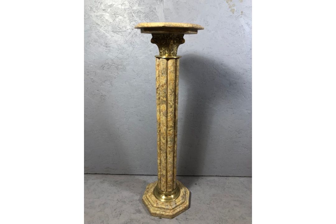 Marble and bronze Corinthian display column approximately 100cm high the octagonal top approximately - Image 1 of 4