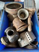 A box of early Edwardian carriage and headlamps.