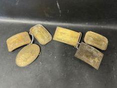 Six car-reated belt buckles - Maxwell, Delahaye etc.