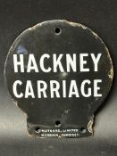 A Hackney Carriage enamel sign plaque by Metours Limited, Wembdon, Somerset, 6 3/4 x 6