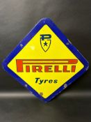 A Pirelli Tyres enamel advertising sign, 18 x 18