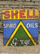 A Shell Spirit Oils Garage enamel advertising sign, 48 x 48