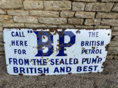 An early BP enamel advertising sign Call Here For 