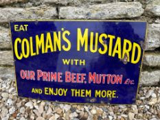 A Colman's Mustard 'Prime Beef, Mutton etc.' enamel advertising sign, 22 x 14