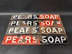 Four Pears Soap enamel strip signs, each 18 1/2 x 2 3/4