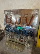 A large B.D.V Cigarettes advertising mirror, 46 1/2 x 46 1/2