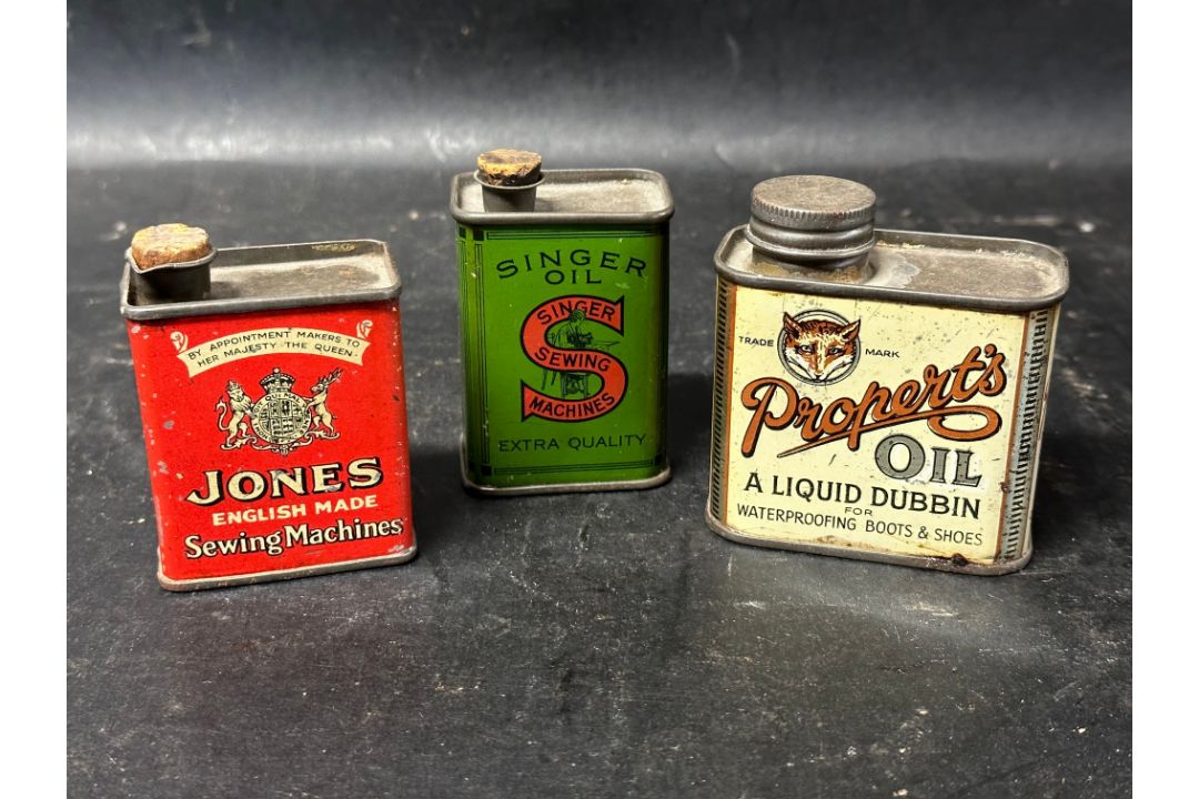 A Propert's Oil for waterproofing boots & shoes, a Jones Sewing Machines tin with cork stopper and a - Image 1 of 5