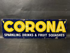 An Corona Sparkling Drinks & Fruit Squashes enamel advertising sign, 30 x 9