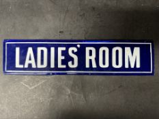 A circa 1900/1910 Railway Ladies' Room enamel sign on iron plate, 15 x 3 1/2