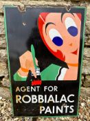 A Robbialac Paints double sided enamel advertising agent sign, 16 1/4 x 24 3/4