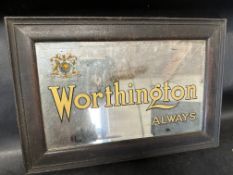 A framed bevel edged Worthington Always pub advertising mirror, 18 3/4 x 12 3/4